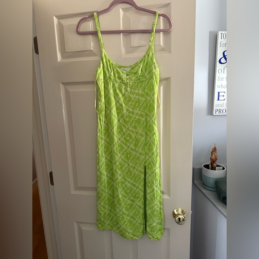 Urban Outfitters Green and White mini slip dress